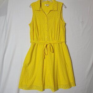SOHO Apparel Ltd Womens Dress Sz16W Sleeveless Button Front Under Cami Yellow